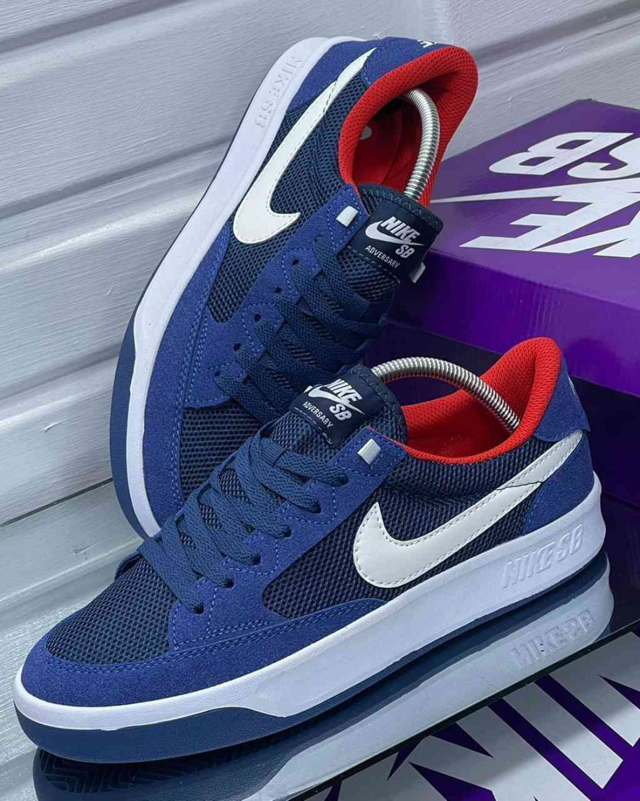 nike sb adversary premium wolf gray & university blue shoes